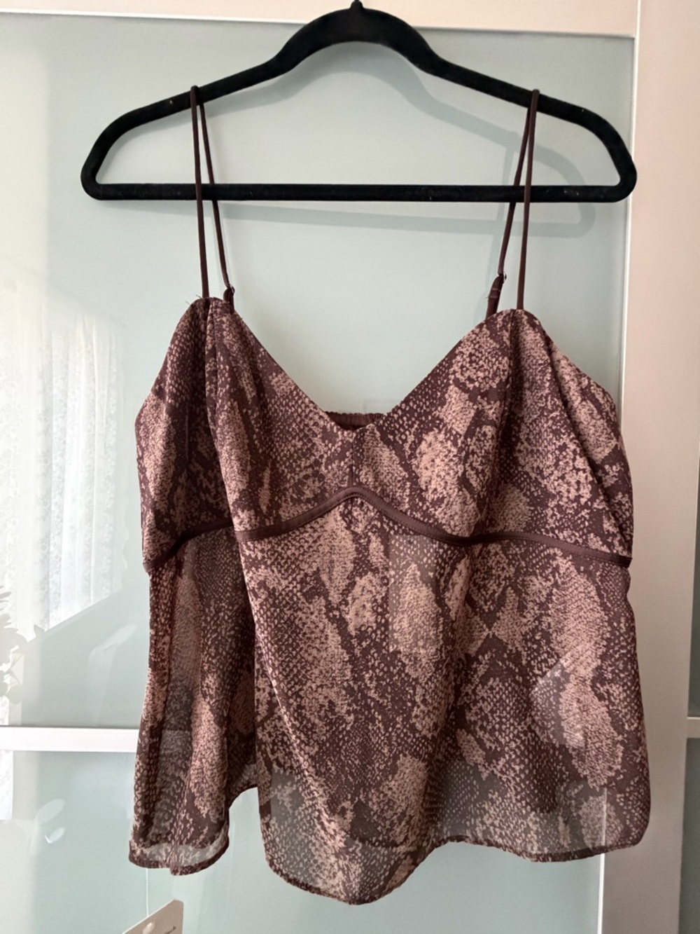 NWT Abercrombie & Fitch Brown Snake-Print Spaghetti Strap Cami